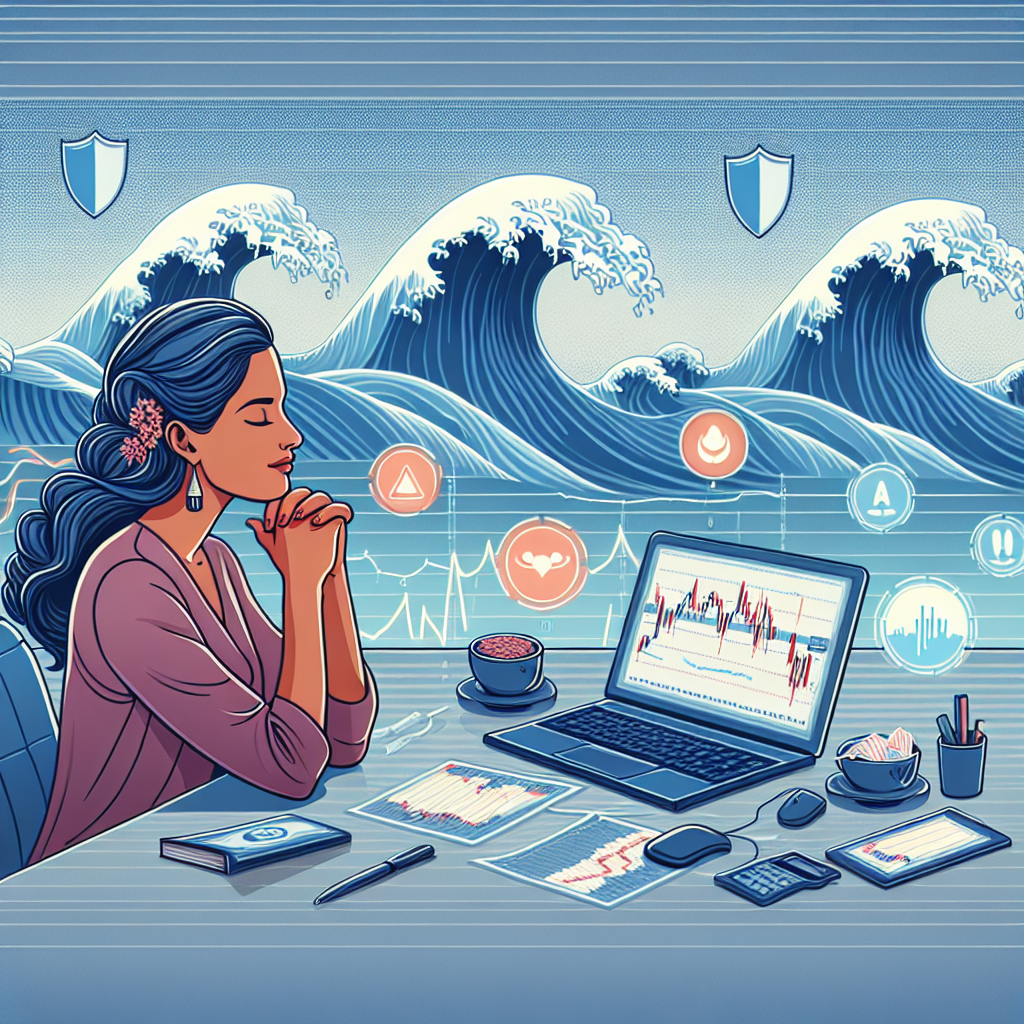 An informative illustration depicting the concept of leverage in Forex trading, featuring calm visuals with soft, muted colors, including charts and safe trading practices.