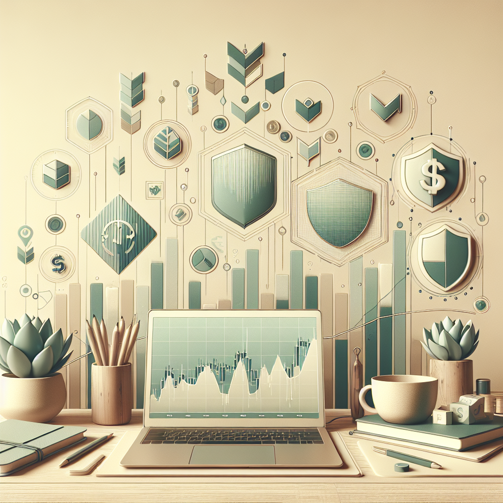 A serene and informative illustration depicting risk mitigation techniques in Forex trading, featuring calm visuals and soft, muted colors.