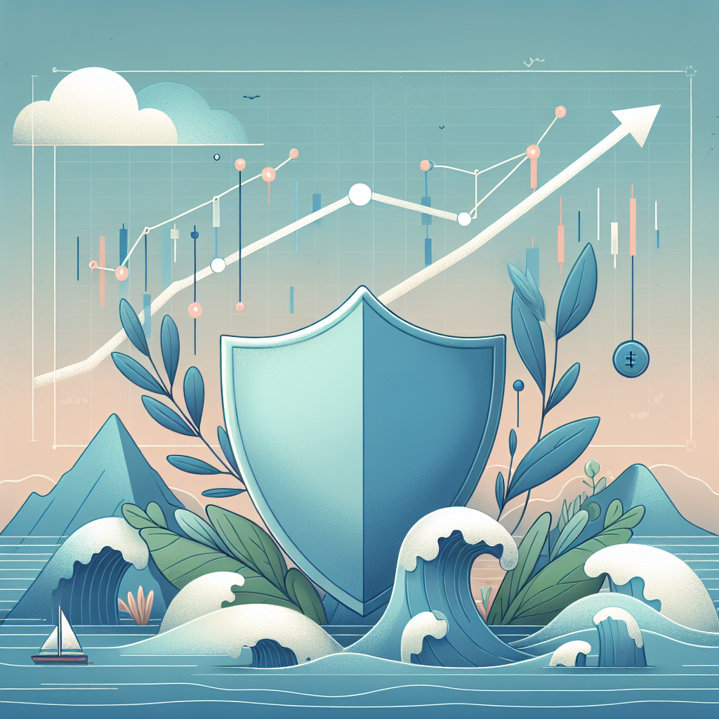 A serene illustration depicting the concept of capital preservation in Forex trading, featuring soft, muted colors and symbols of financial security such as a shield, a steady market chart, and a tranquil landscape.