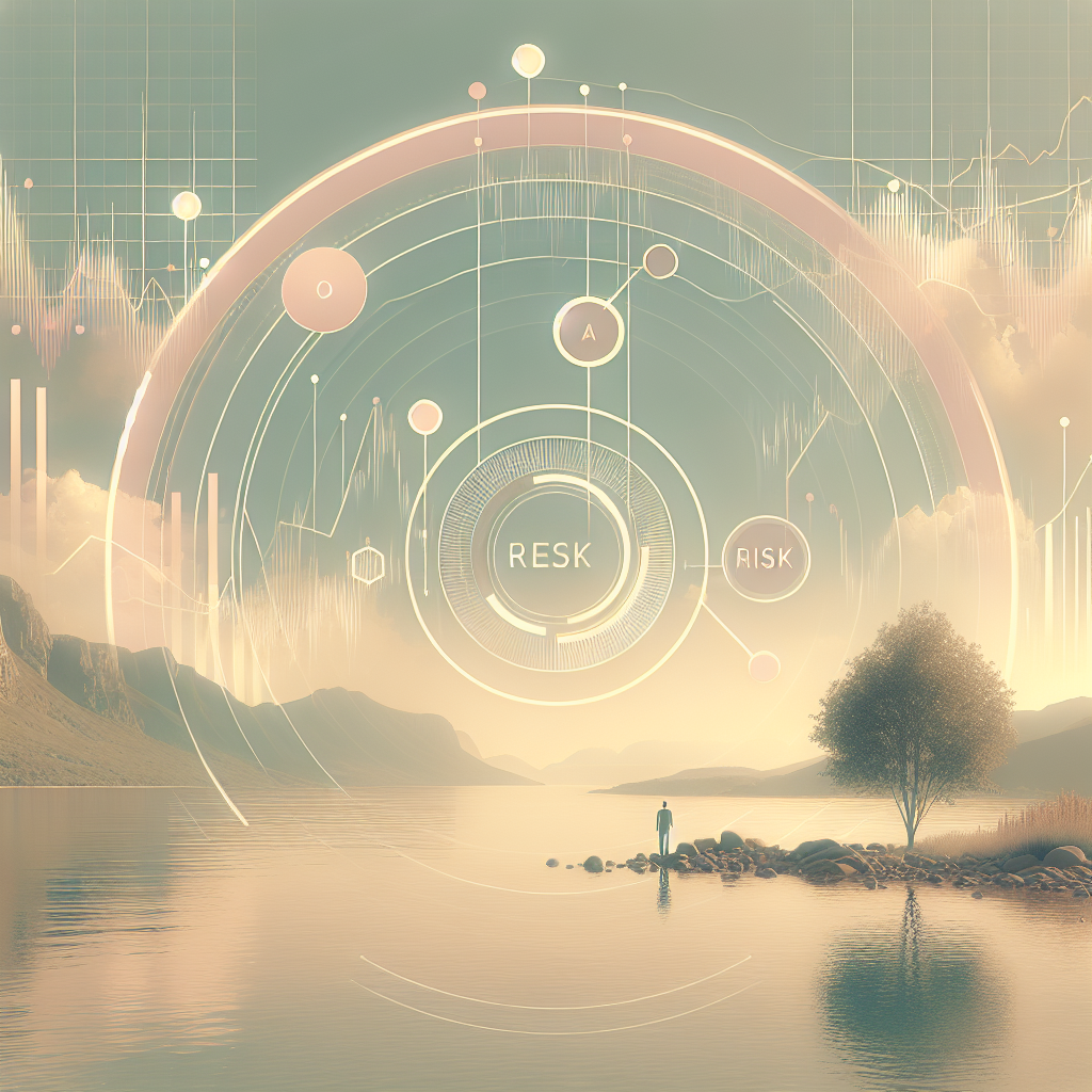 An abstract illustration representing forex trading risk/reward ratios, featuring soft pastel colors and calm imagery that conveys tranquility and understanding of risk management.